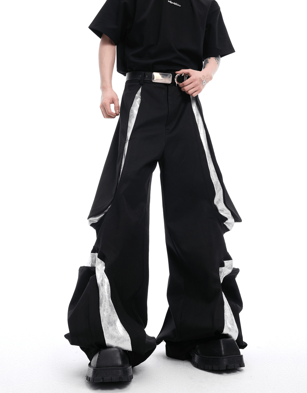 High - Waisted Contrast Panel Wide - Leg Utility Pants - COPPING THREADS - ArguE CulturE