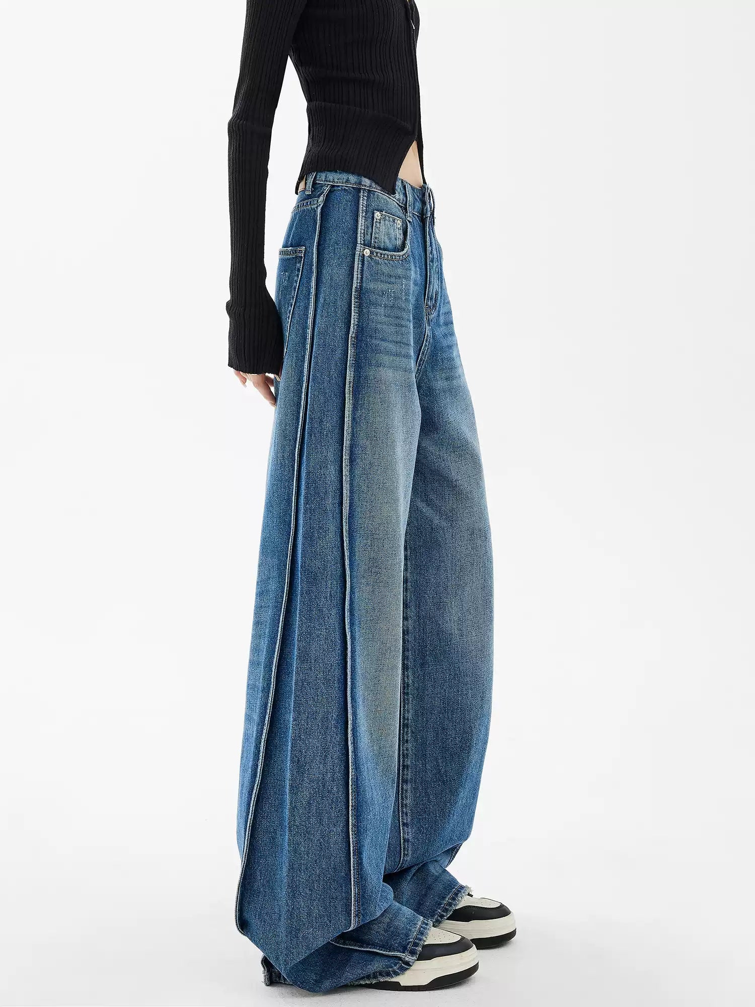High - Waisted Loose Fit Wide - Leg Denim - COPPING THREADS - CHICISLAND