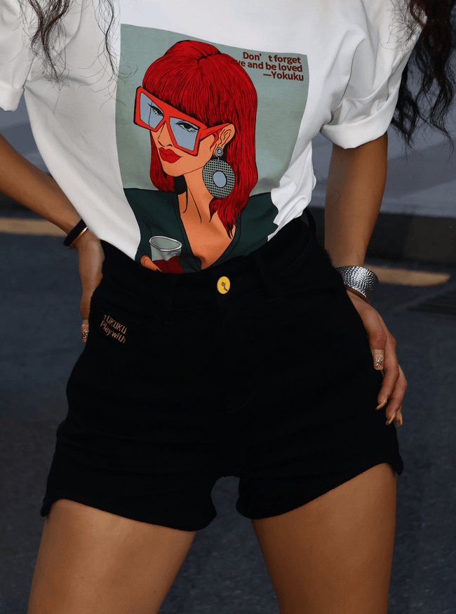 High - Waisted Slim Fit Shorts - COPPING THREADS - Yokuku Hover Image