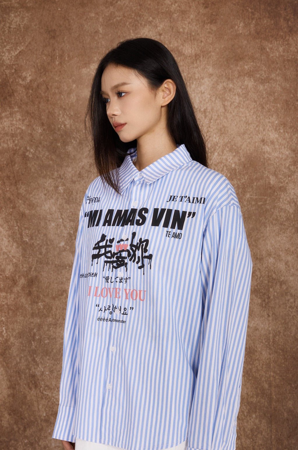 'I Love You' Language Print Long Sleeve Shirt - COPPING THREADS - ARTMONSTER