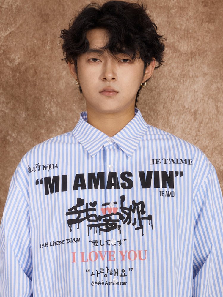 'I Love You' Language Print Long Sleeve Shirt - COPPING THREADS - ARTMONSTER