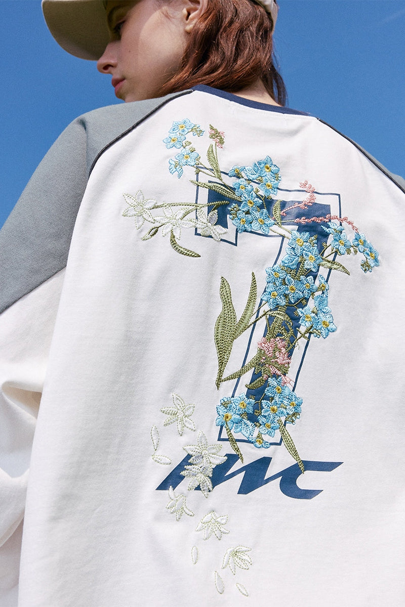 Floral Embroidery Jersey Long Sleeve Tee