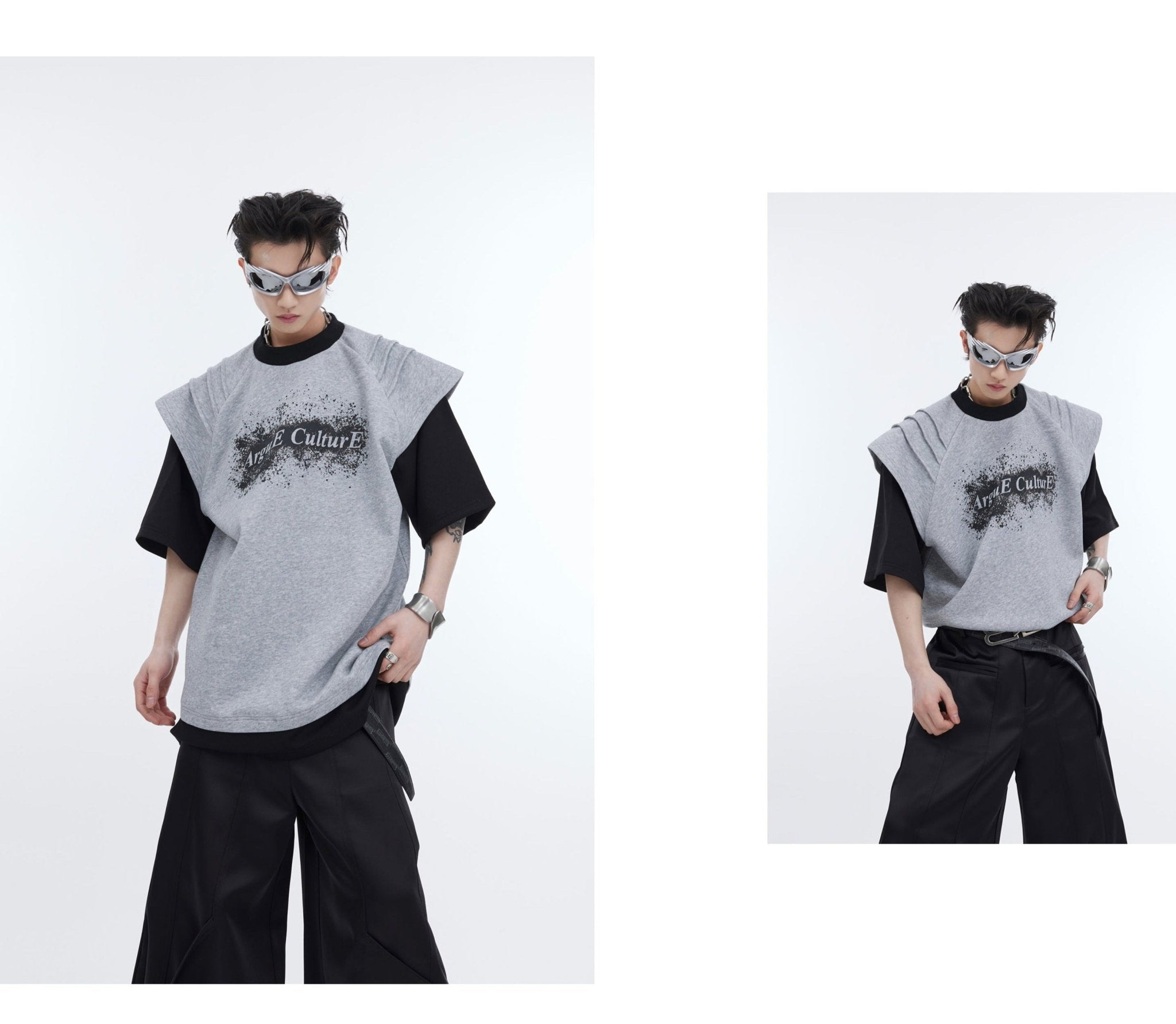 Ink - Splatter Print Deconstructed Mock Two - Piece Tee - COPPING THREADS - ArguE CulturE