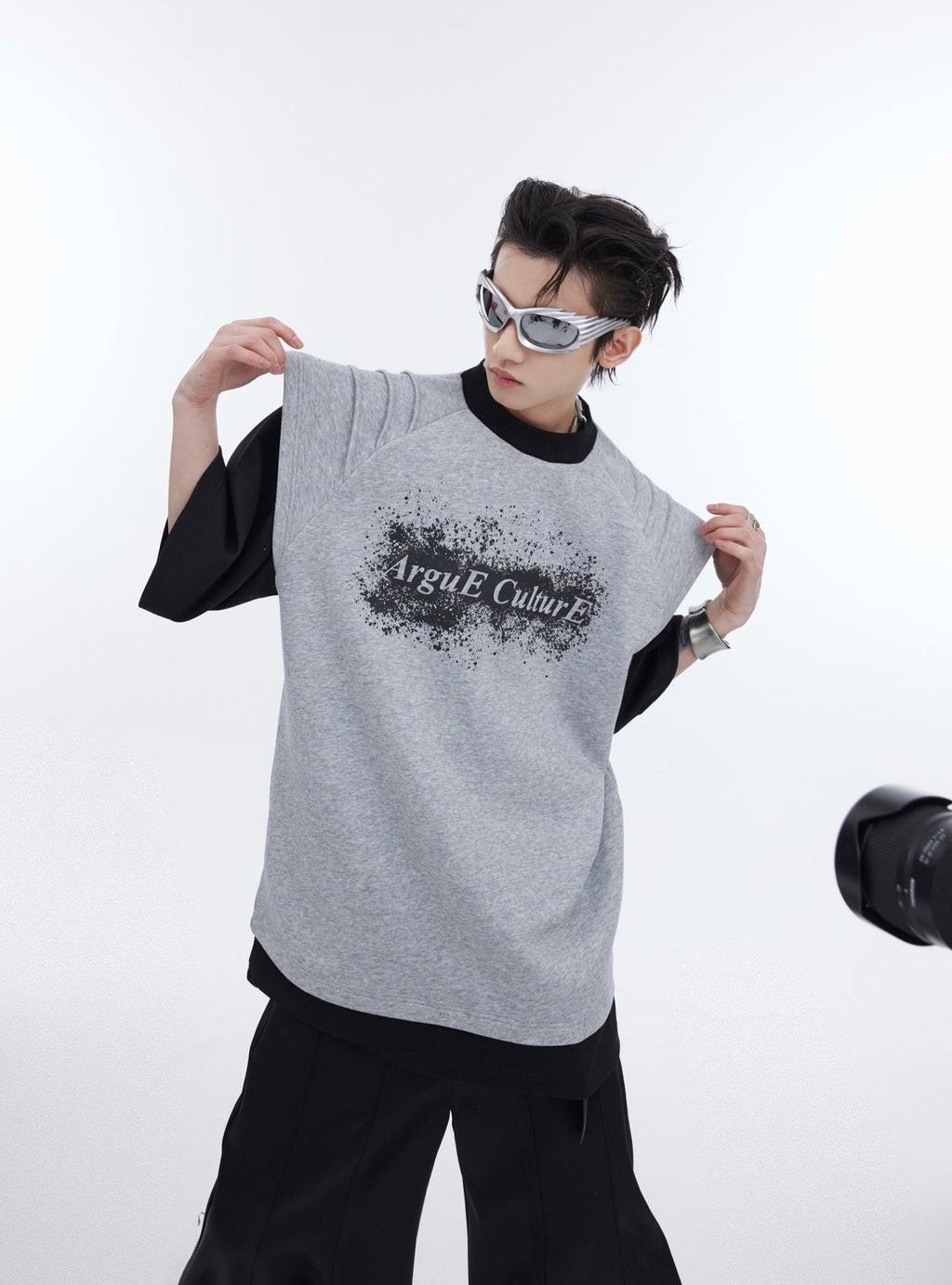 Ink - Splatter Print Deconstructed Mock Two - Piece Tee - COPPING THREADS - ArguE CulturE