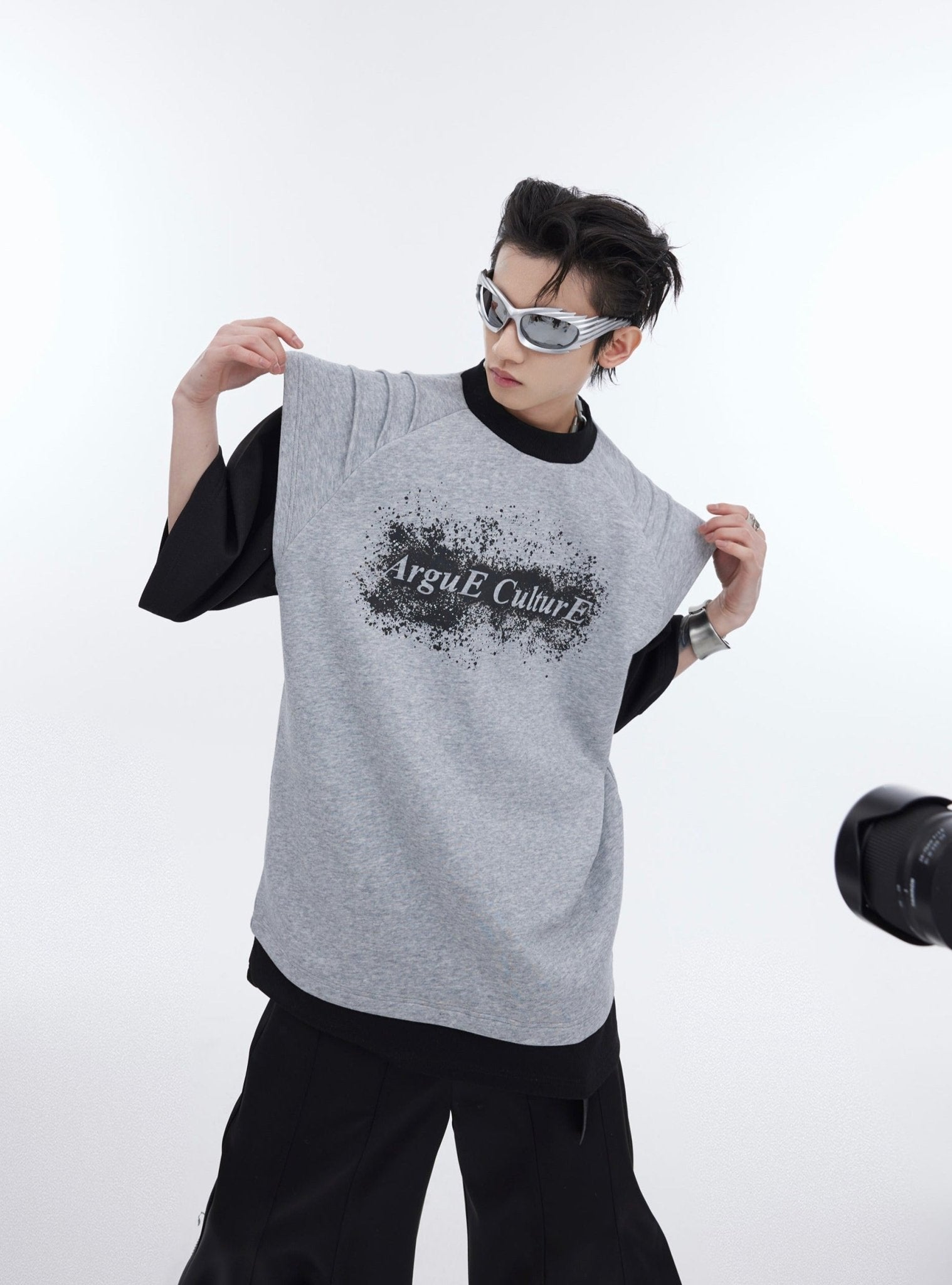 Ink - Splatter Print Deconstructed Mock Two - Piece Tee - COPPING THREADS - ArguE CulturE