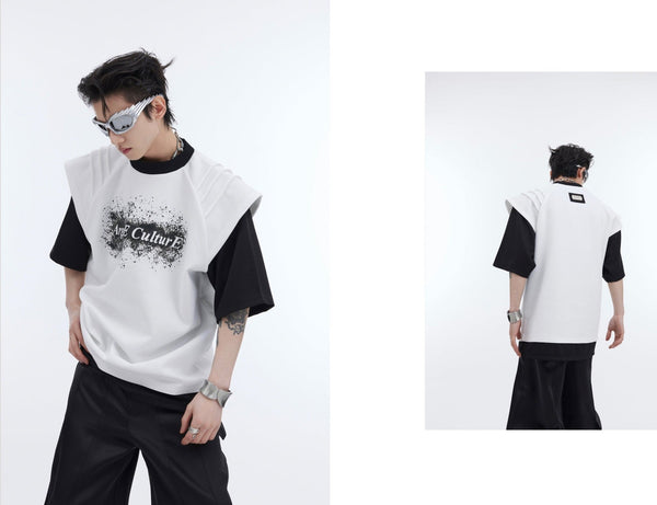Ink - Splatter Print Deconstructed Mock Two - Piece Tee - COPPING THREADS - ArguE CulturE