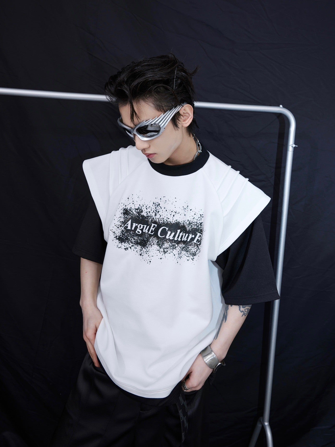 Ink - Splatter Print Deconstructed Mock Two - Piece Tee - COPPING THREADS - ArguE CulturE