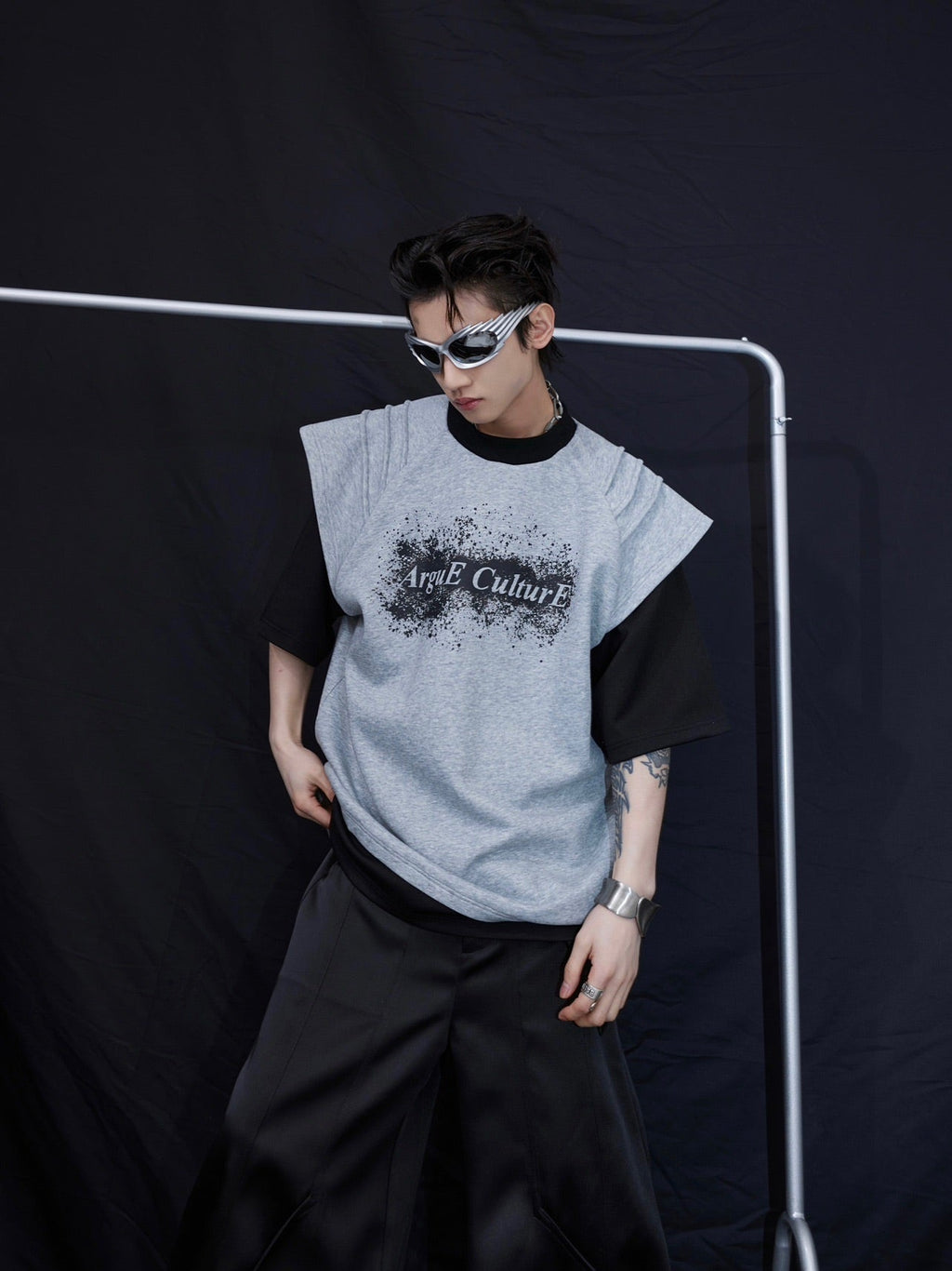 Ink - Splatter Print Deconstructed Mock Two - Piece Tee - COPPING THREADS - ArguE CulturE