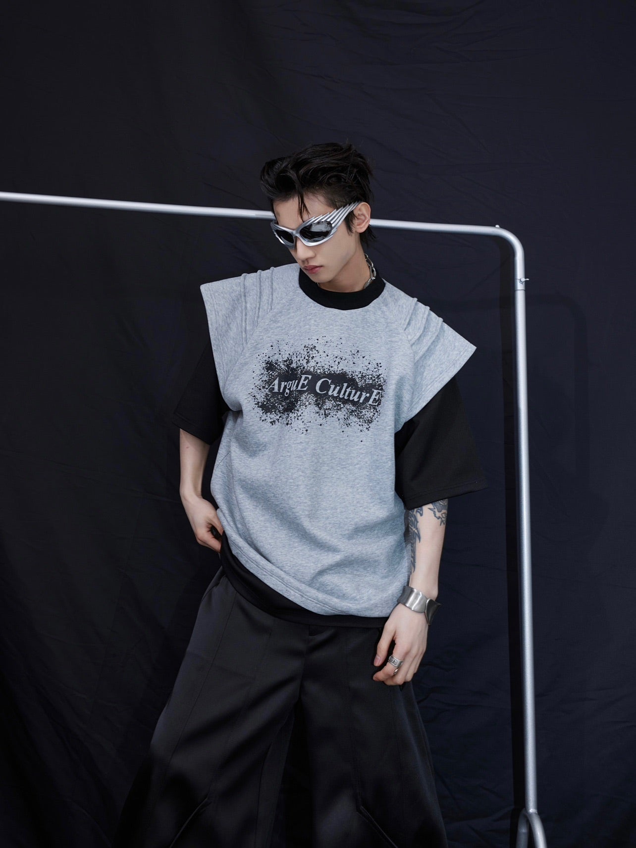 Ink - Splatter Print Deconstructed Mock Two - Piece Tee - COPPING THREADS - ArguE CulturE