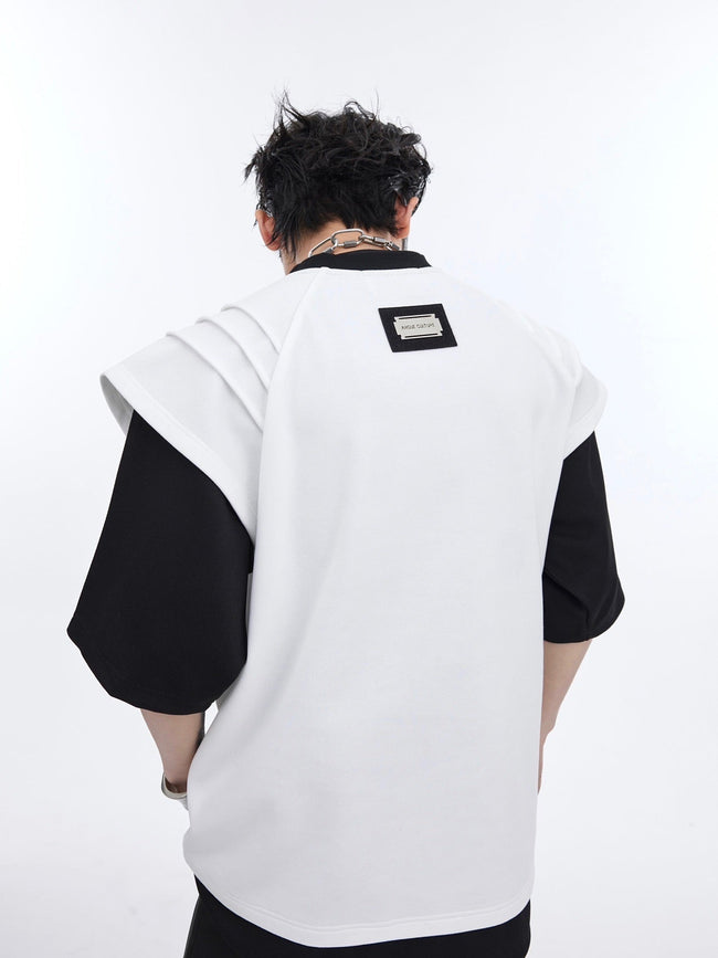 Ink-Splatter Print Deconstructed Mock Two-Piece Tee Main Image