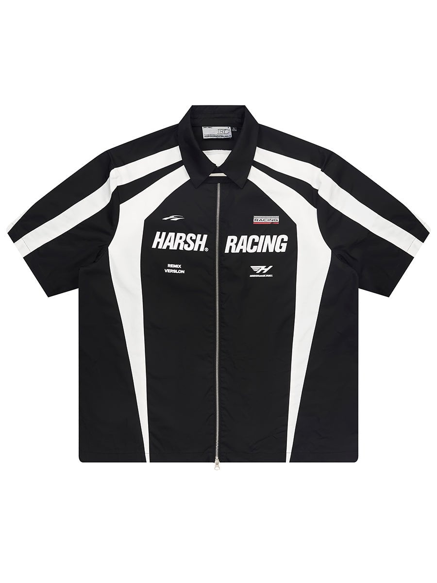 Irregular Patchwork Color Block Racing Short Sleeve Shirt - COPPING THREADS - Harsh and Cruel