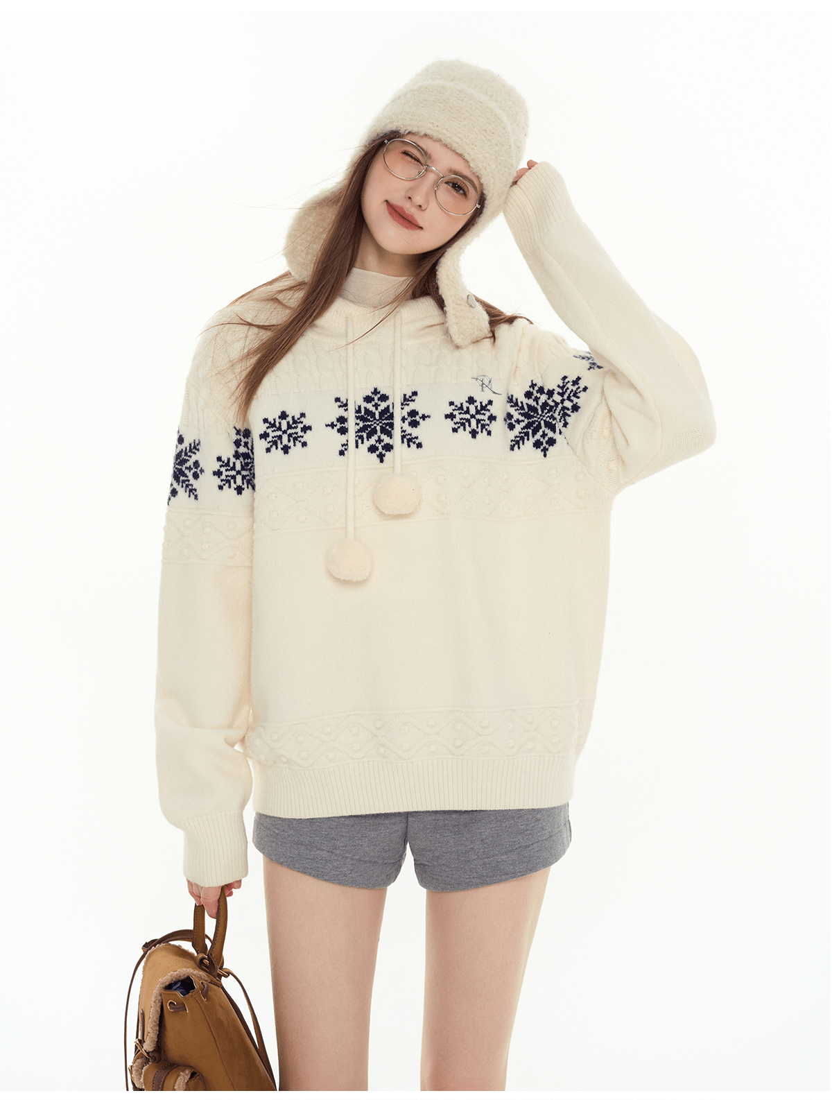 Ivory Fair Isle Hooded Pom - Pom Sweater - COPPING THREADS - CHICISLAND