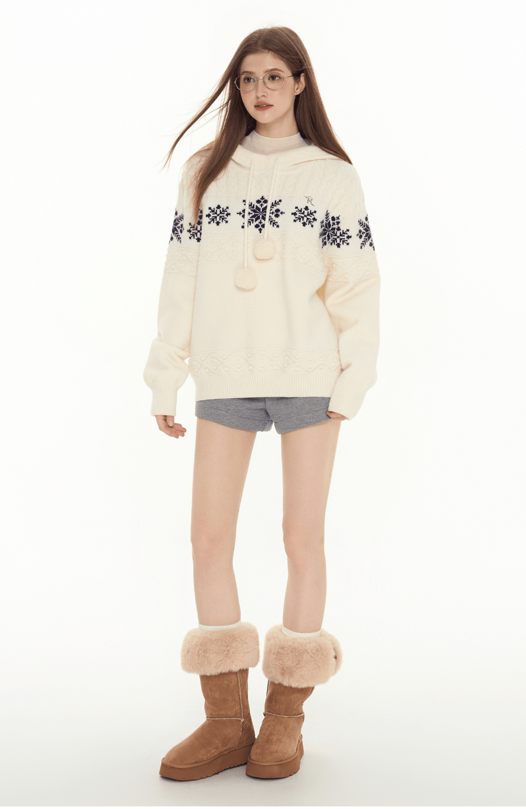 Ivory Fair Isle Hooded Pom - Pom Sweater - COPPING THREADS - CHICISLAND