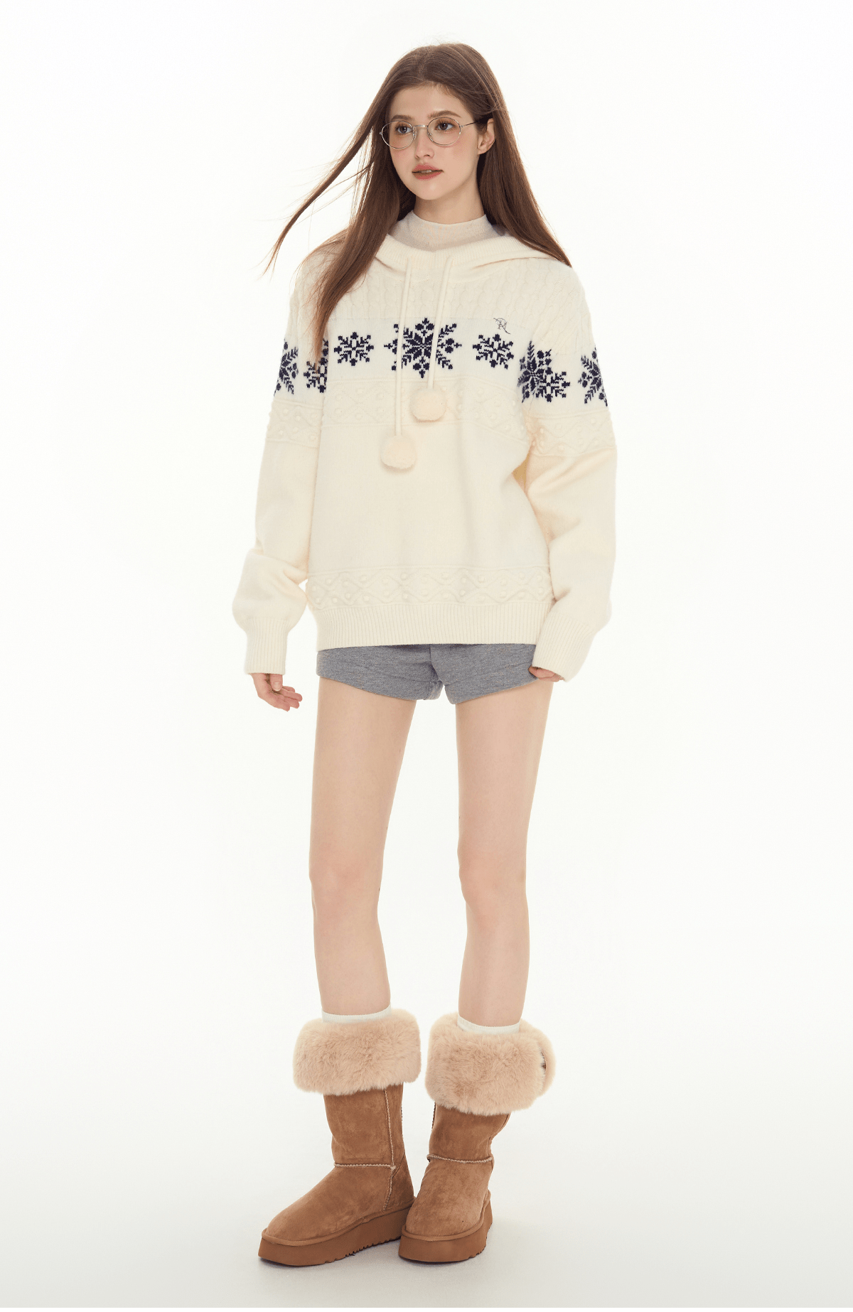 Ivory Fair Isle Hooded Pom - Pom Sweater - COPPING THREADS - CHICISLAND