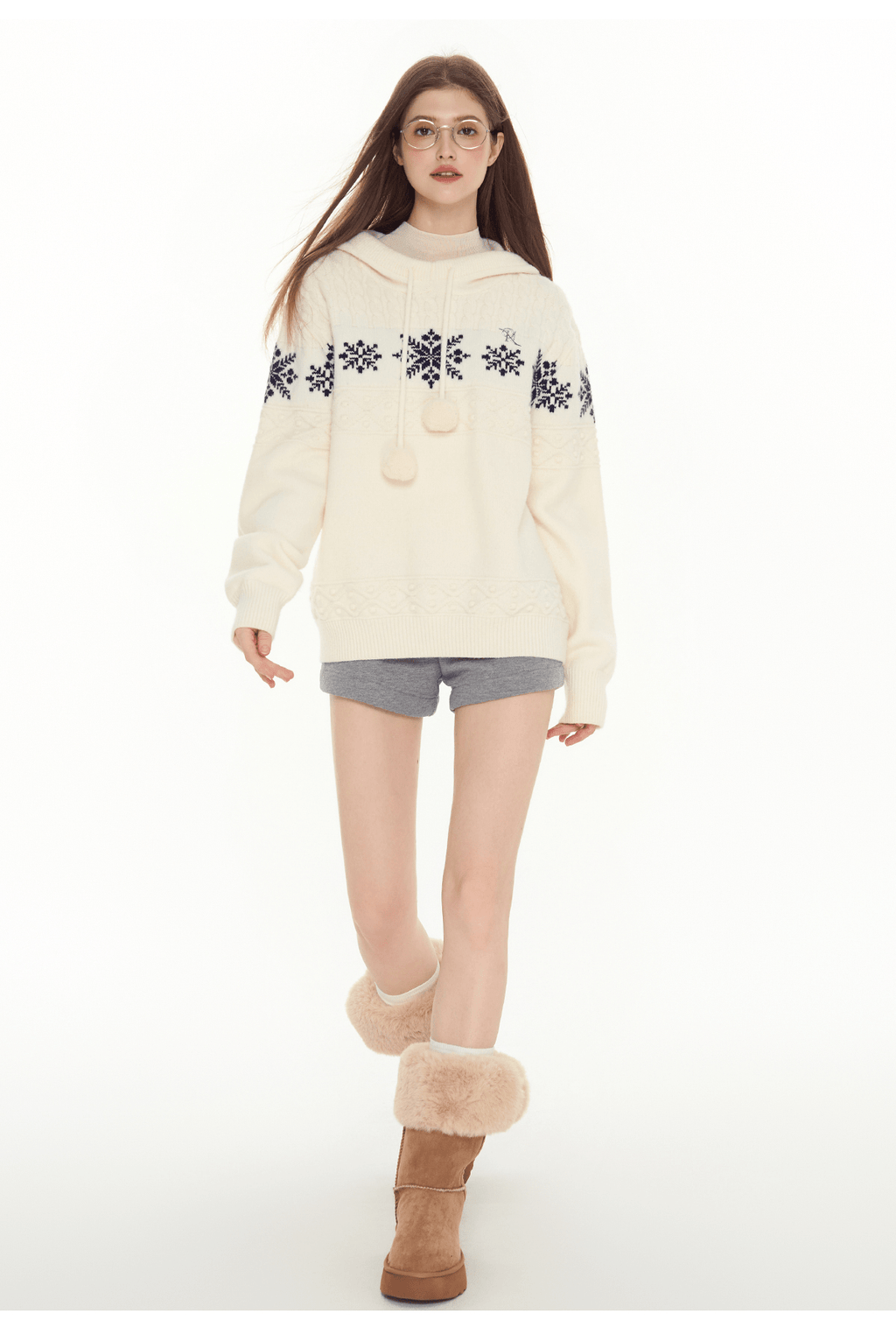 Ivory Fair Isle Hooded Pom - Pom Sweater - COPPING THREADS - CHICISLAND