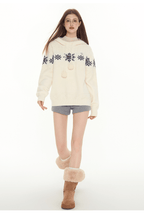Ivory Fair Isle Hooded Pom - Pom Sweater - COPPING THREADS - CHICISLAND