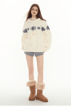 Ivory Fair Isle Hooded Pom - Pom Sweater - COPPING THREADS - CHICISLAND