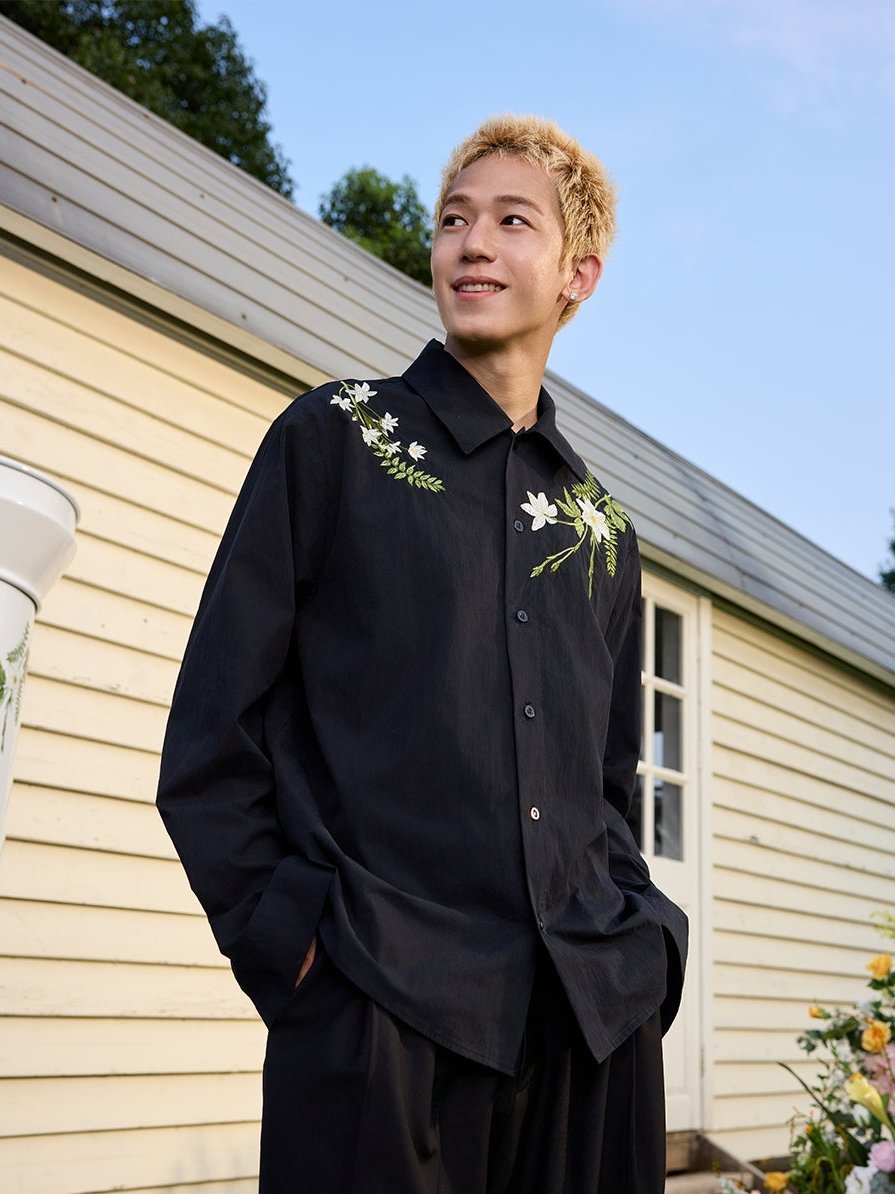 Ivy Floral Embroidery Long Sleeve Shirt - COPPING THREADS - Harsh and Cruel
