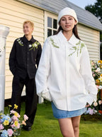 Ivy Floral Embroidery Long Sleeve Shirt - COPPING THREADS - Harsh and Cruel