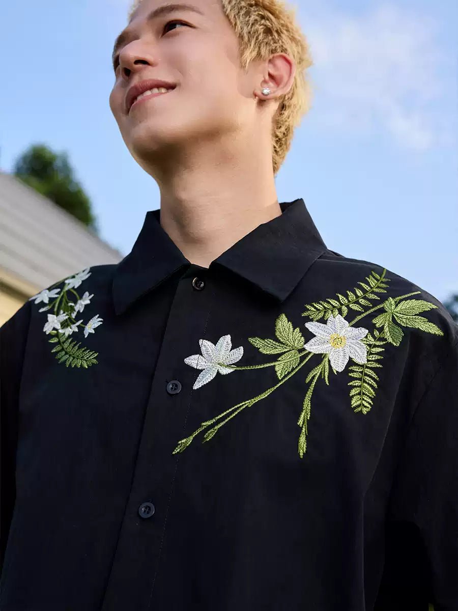 Ivy Floral Embroidery Long Sleeve Shirt - COPPING THREADS - Harsh and Cruel