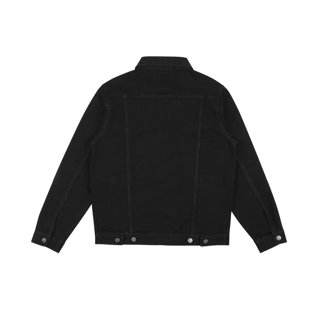 IDLT denim jacket, black back.