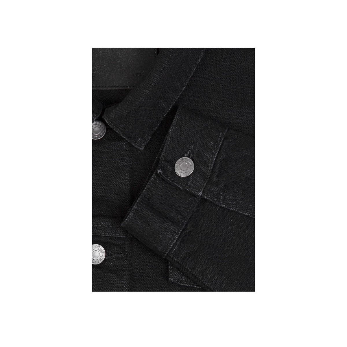 IDLT denim jacket, black buttons and placket.