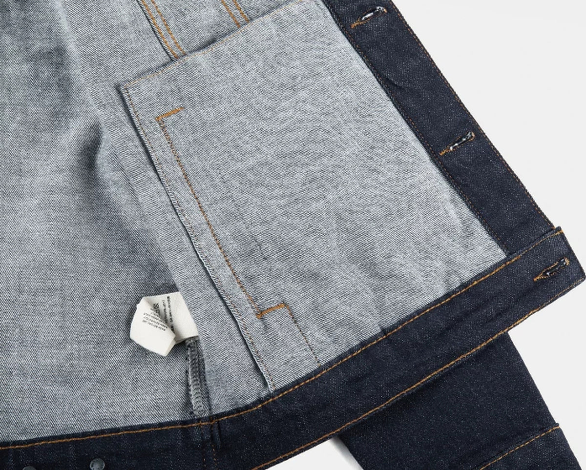 IDLT denim jacket, dark blue inner pocket.