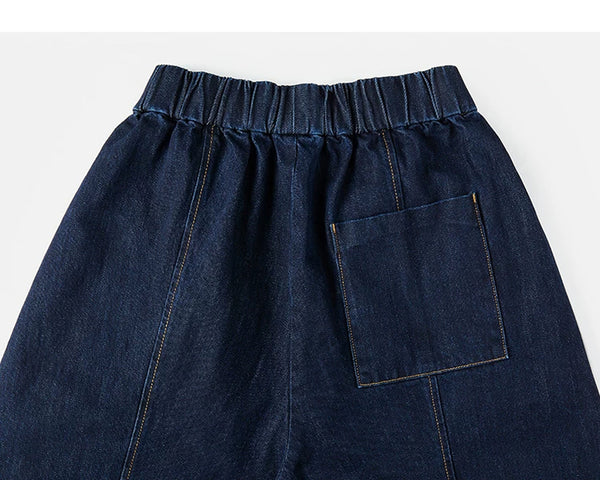 IDLT drawstring jeans, dark blue back waistband.
