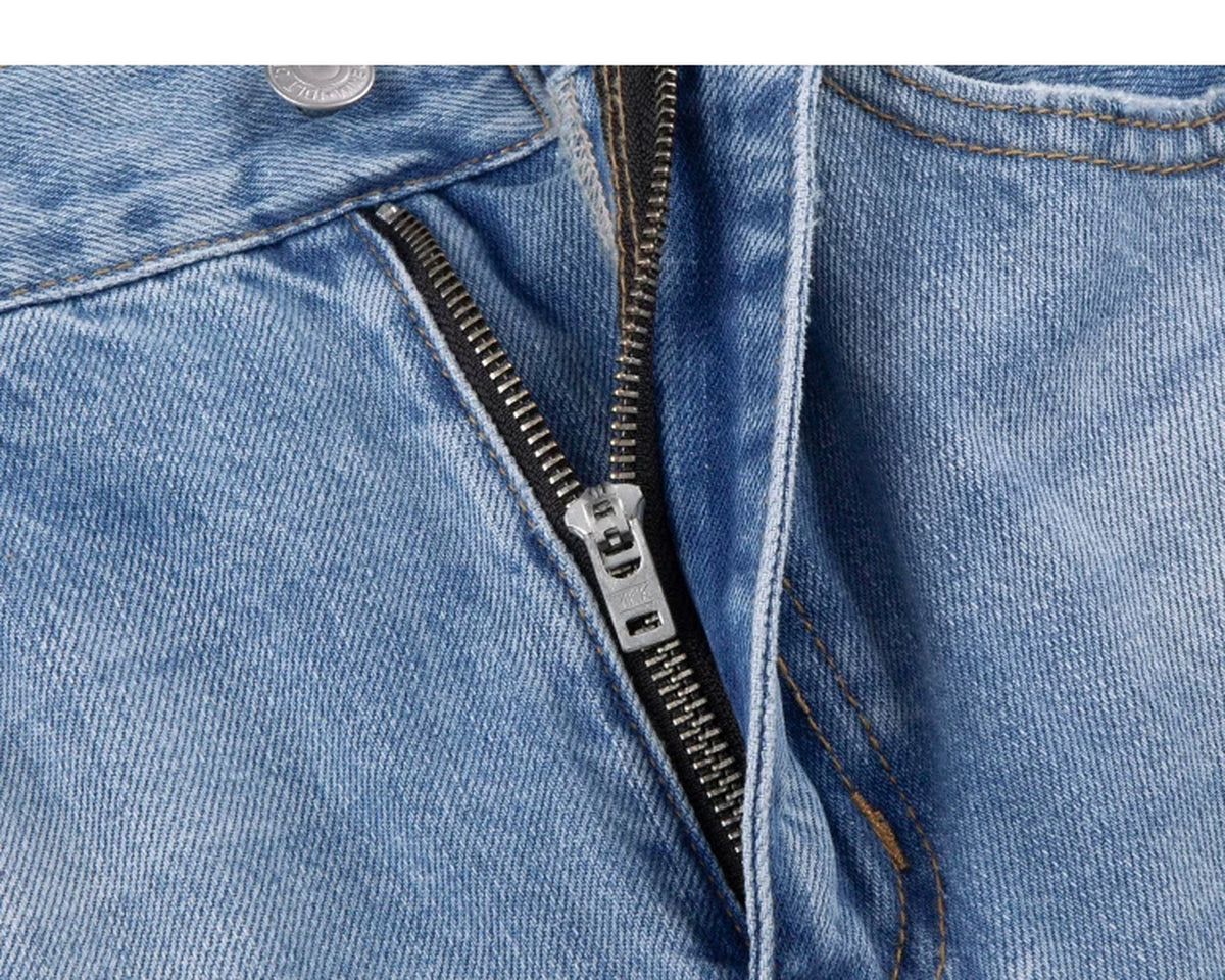 IDLT jeans, light blue zip fly.