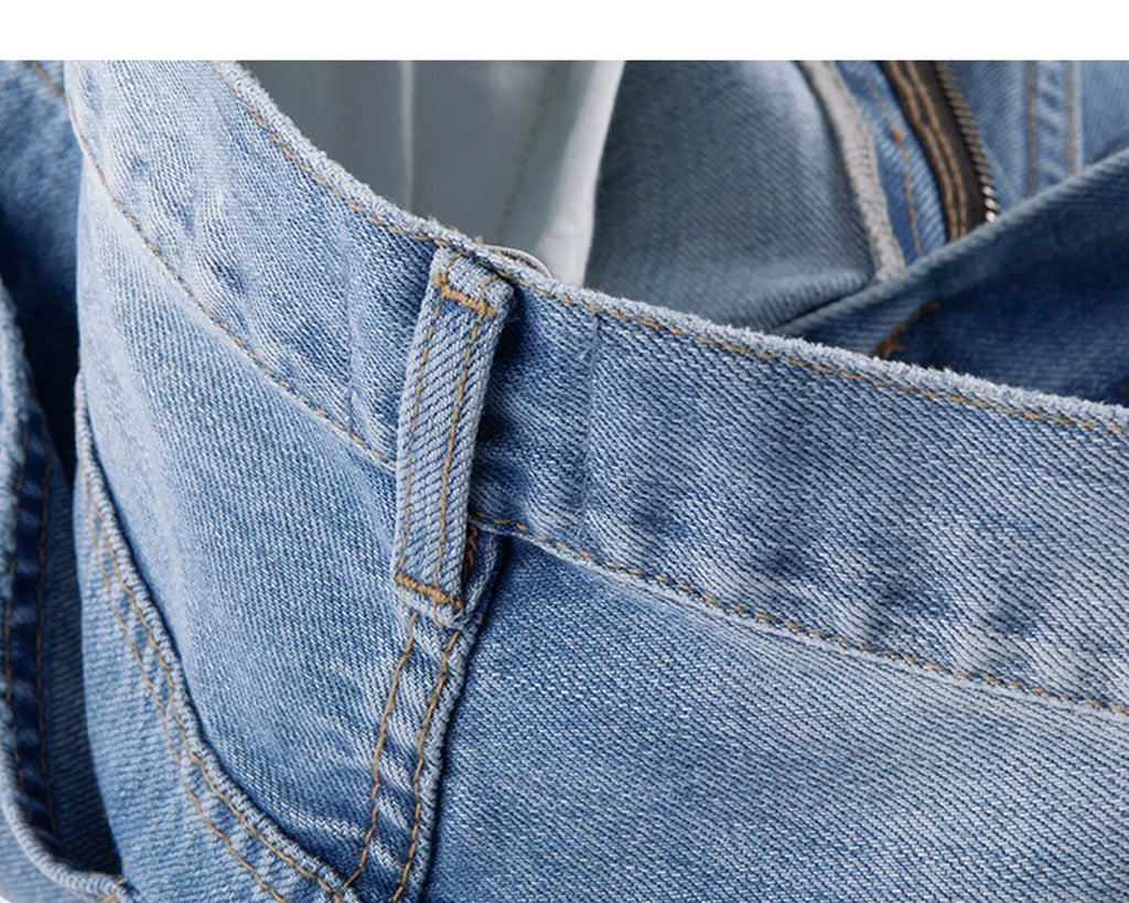 IDLT jeans, light blue belt loop.