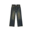 IDLT jeans, dark washed front.