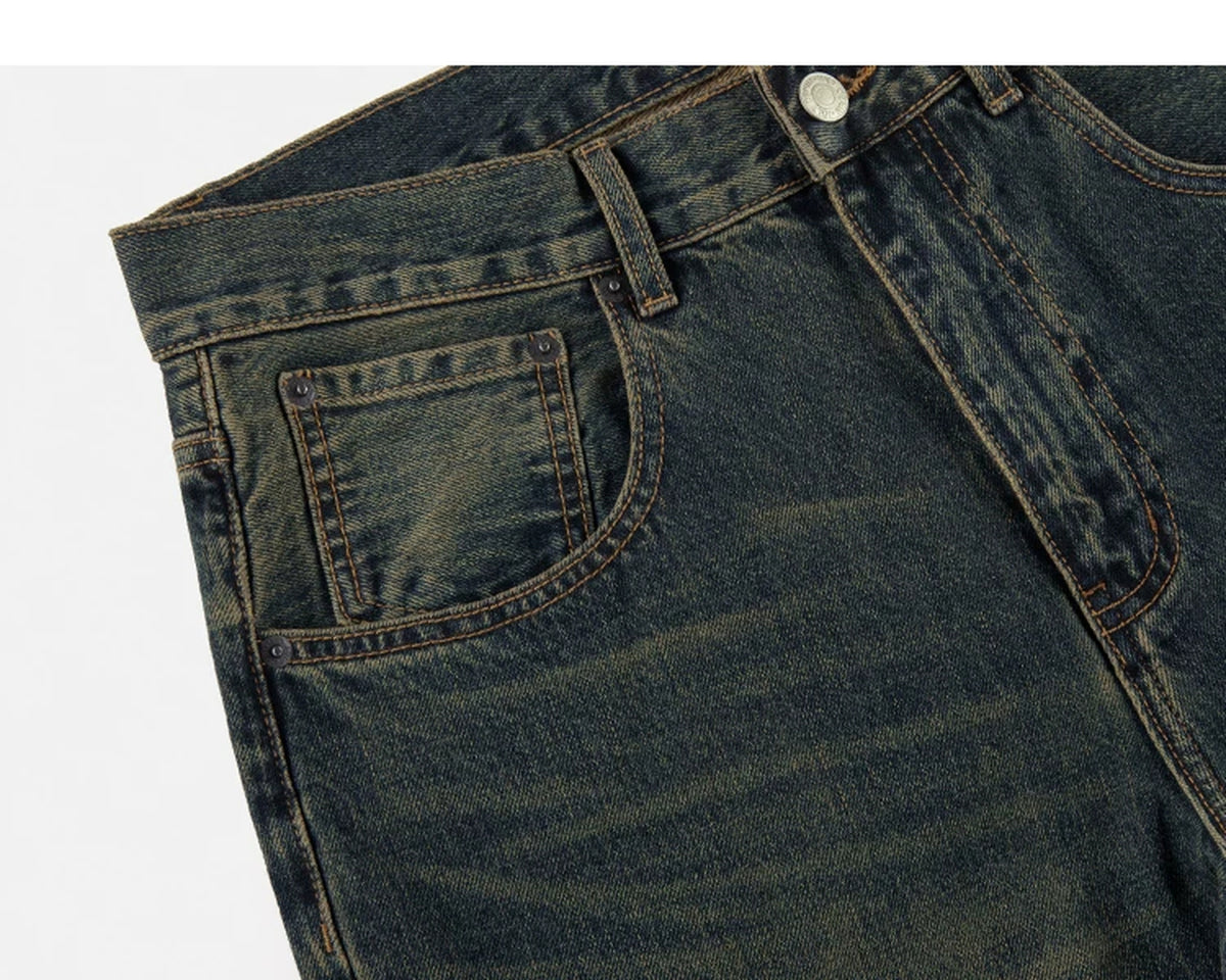 IDLT jeans, dark washed coin pocket.