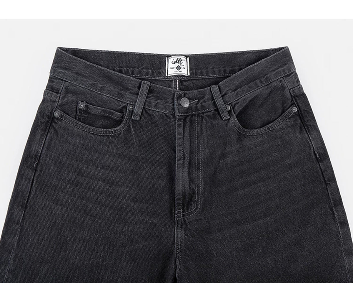 IDLT jeans, washed black waistband and pockets.