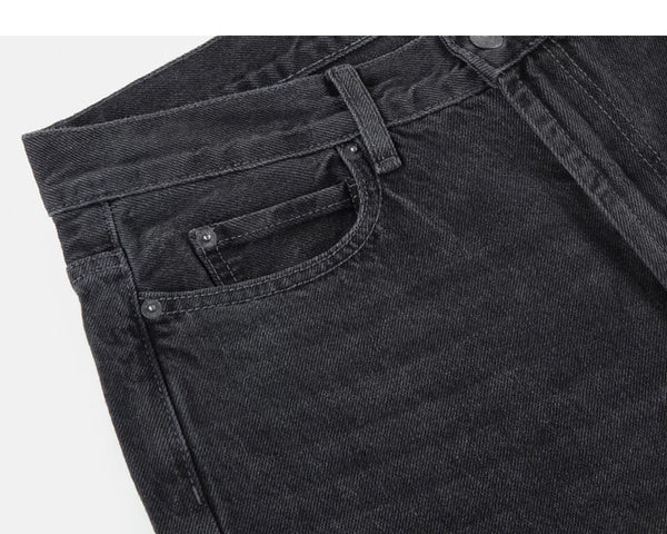 IDLT jeans, washed black coin pocket.