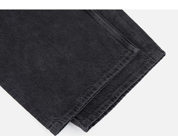 IDLT jeans, washed black leg hems.