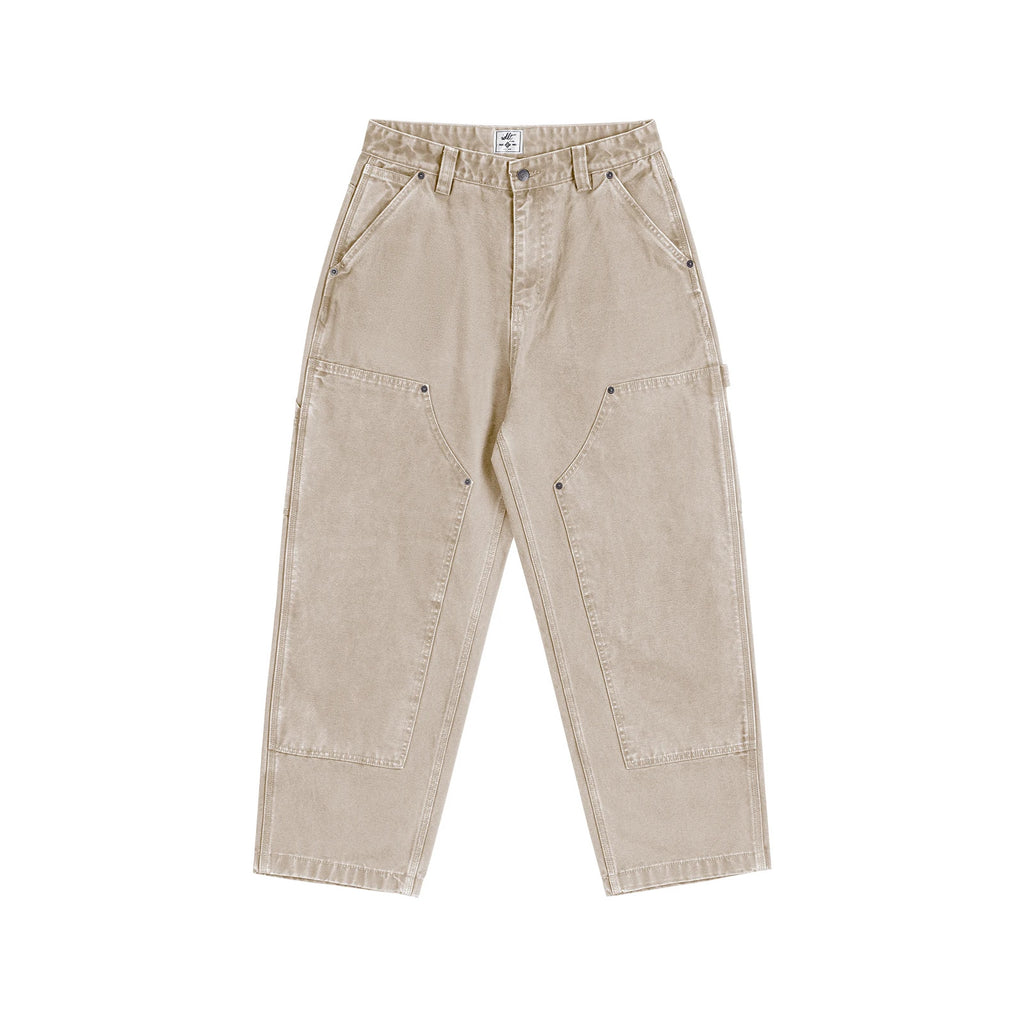 IDLT carpenter pants, beige front.