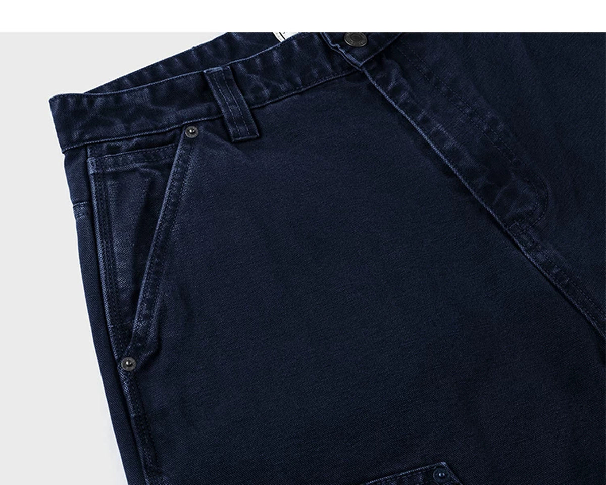IDLT carpenter pants, dark blue side pocket.