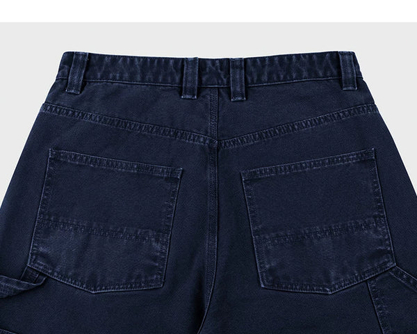 IDLT carpenter pants, dark blue back waistband and pockets.