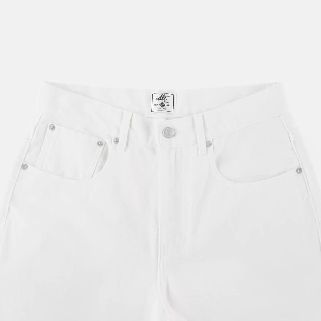 IDLT jeans, white waistband overview.