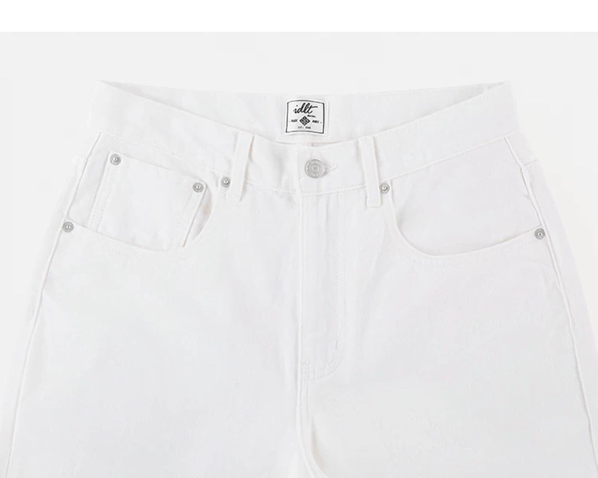 IDLT jeans, white waistband and pockets.