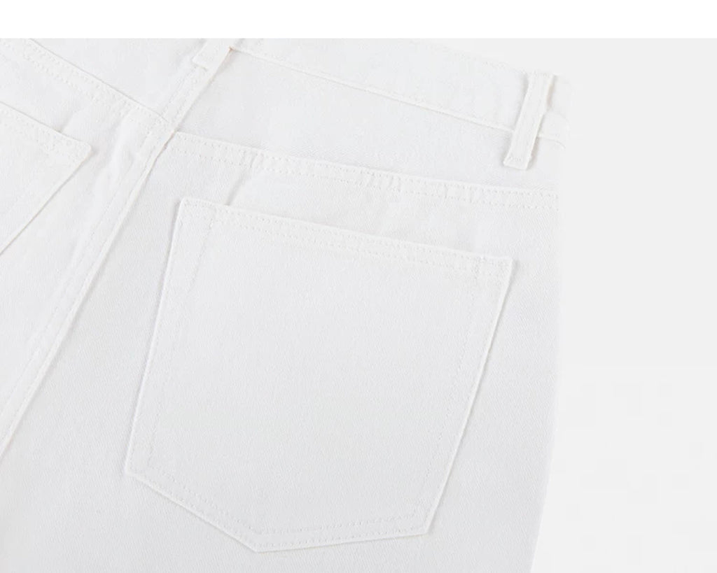 IDLT jeans, white back pocket.