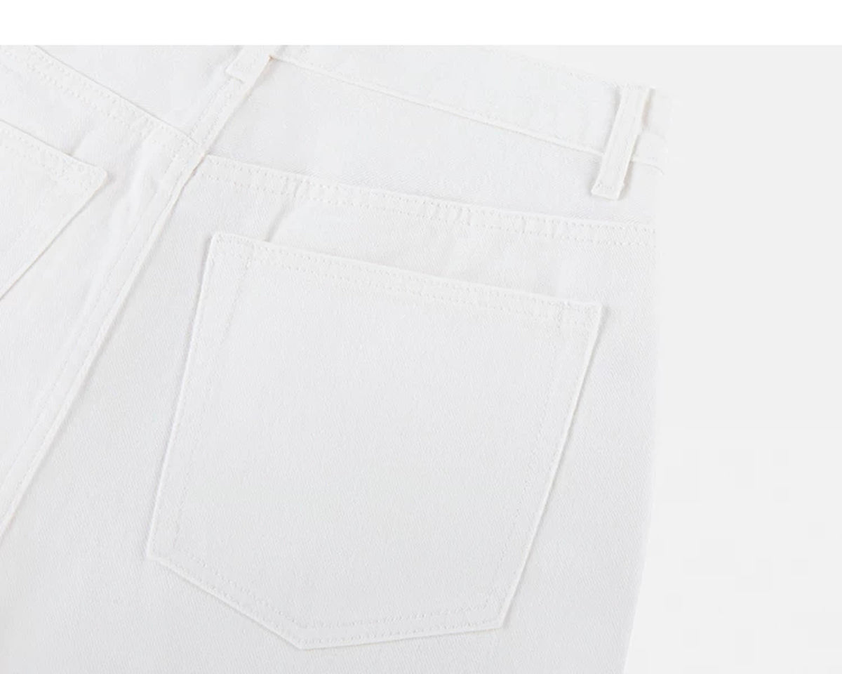 IDLT jeans, white back pocket.