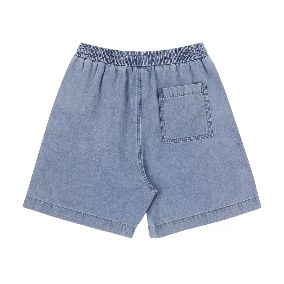 IDLT denim shorts, light blue back.