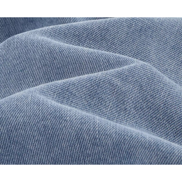 IDLT denim shorts, light blue denim texture.