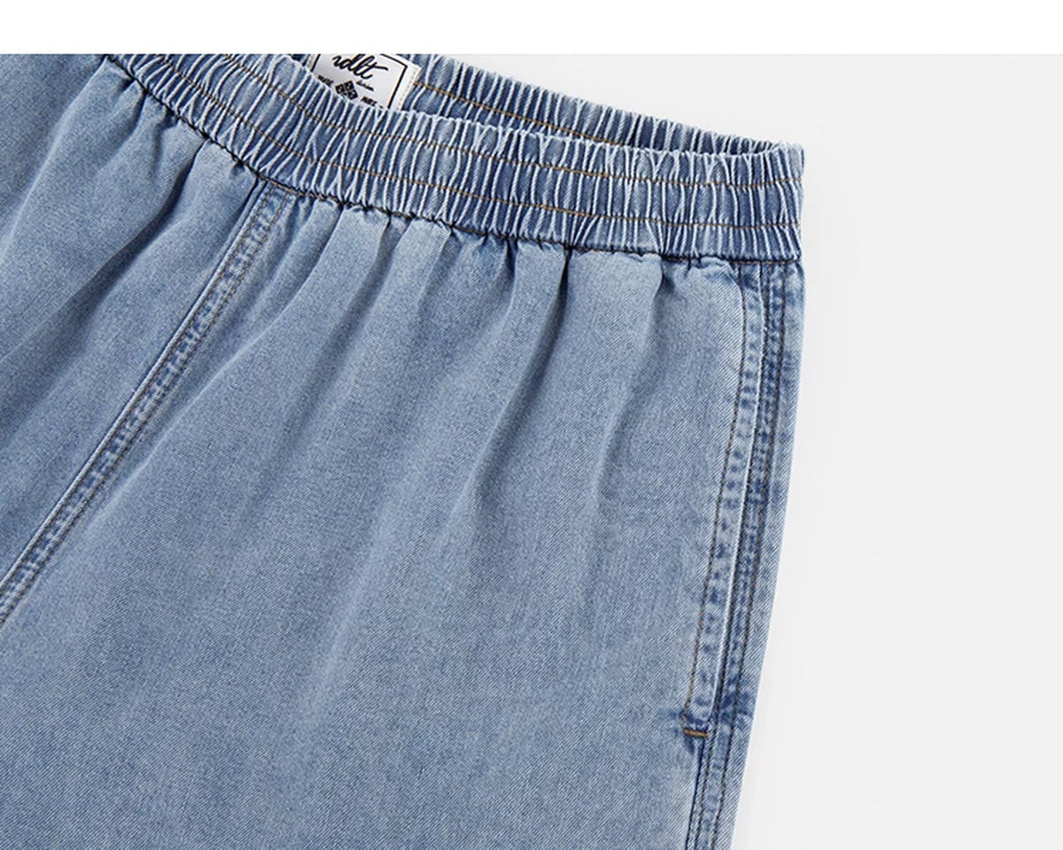 IDLT denim shorts, light blue side pocket.