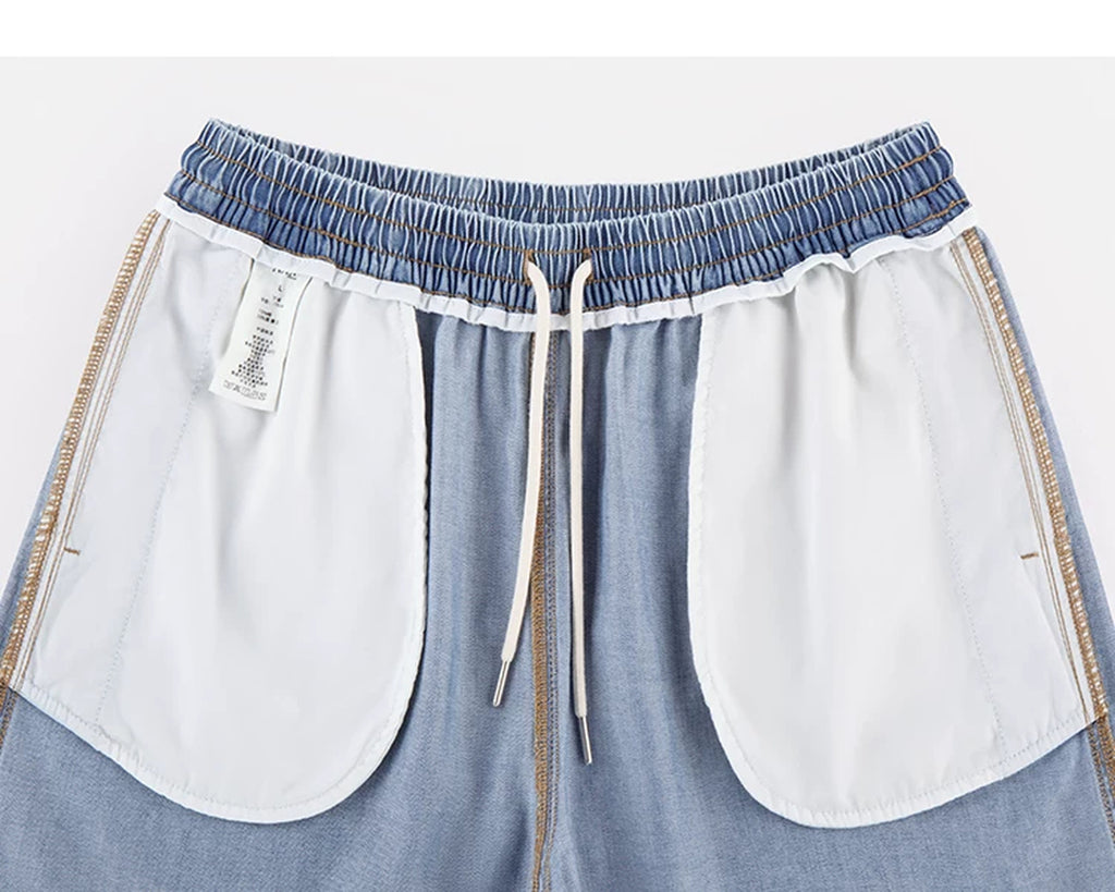 IDLT denim shorts, light blue inner pockets.