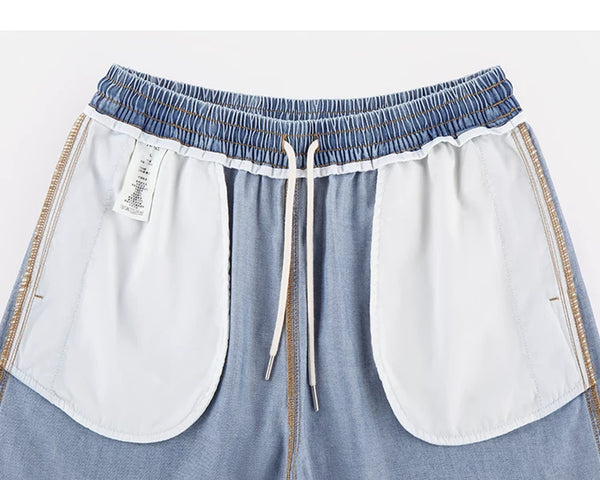 IDLT denim shorts, light blue inner pockets.