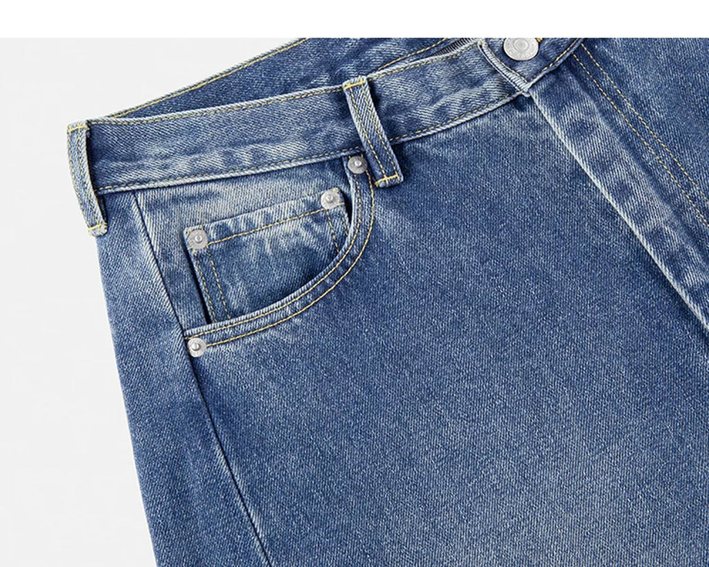 IDLT jeans, washed blue coin pocket.
