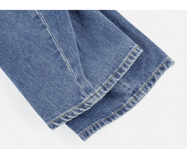 IDLT jeans, washed blue leg hems.