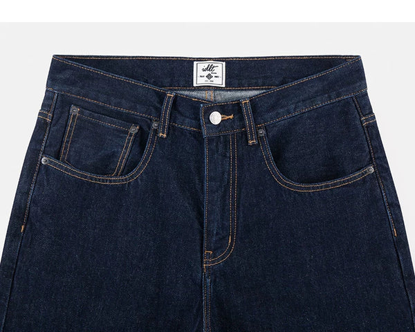 IDLT jeans, dark blue waistband and pockets.